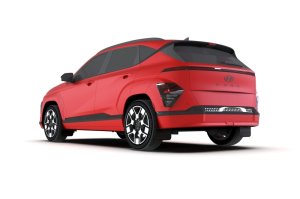 Hyundai Kona EV Mud Flaps - Rally Armor - UR Black with Metallic Black Logo - Black - `24-`25